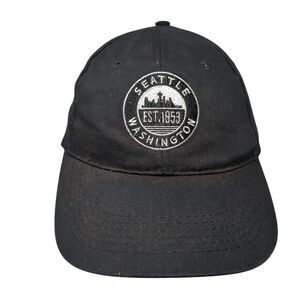 Seattle Washington Est. 1853 Strapback Hat Black OSFA Adjustable Solid